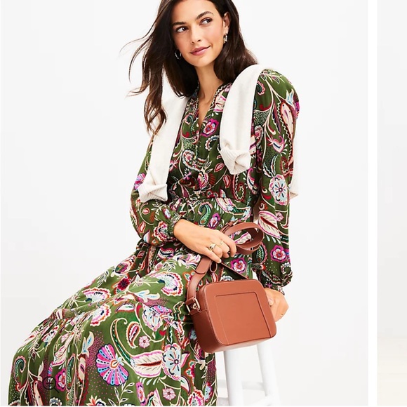 LOFT - Paisley Ruffle Tiered Midi Dress - Picture 2 of 10